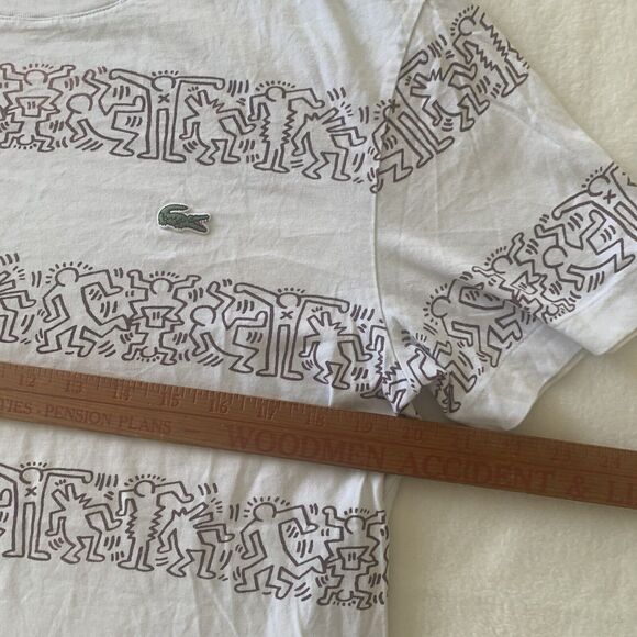 Lacoste X Keith Haring Unisex Shirt Size Large White Black Design Alligator Logo - Picture 3 of 10